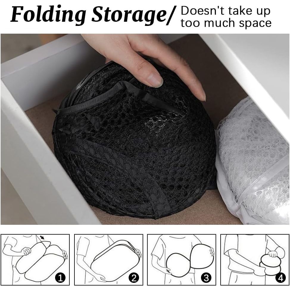 4Pcs Mesh Pop Up Laundry Hamper, Foldable Pop Up Hamper, Collapsible Laundry Basket with Carry Handles, Portable Dirty Clothes Basket with 4 Wash Bags, Mesh Hamper for Bedroom Dorm Travel - Just Closeouts Canada Inc.
