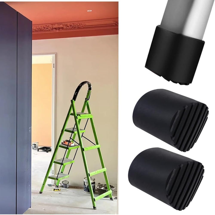 4pcs Non Slip Ladder Feet Rubber Ladder Accessories Replacement Step Ladder Feet Foot Mat Cushion, Rubber Round Telescopic Ladder Accessories Pad Cover Cushion for Ladder Protection Black - Just Closeouts Canada Inc.