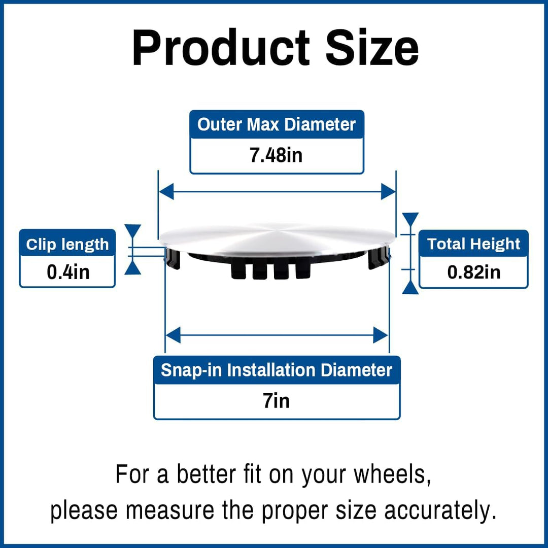 4pcs Wheel Center Caps 190MM 7.48in Compatible with Chevy Van Silverado Tahoe GMC Savana 1994 - 2002 Sierra 1992 - 1999 Yukon 1995 - 1999 15 inch wheels - Just Closeouts Canada Inc.
