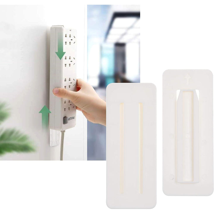 4X Self Adhesive Power Strip Holder - No Drill Extension Block Wall Mount Fixator - Easy to Install Sliding Design - for Home, Kitchen, Office - Attaches to Wood, Plastic, Metal, Ceramic - Just Closeouts Canada Inc.