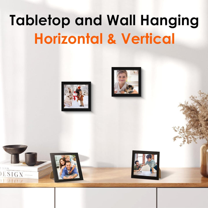 4x4 Picture Frame Set of 4, 4x4 Photo Frames with HD Plexiglass for Wall Hanging or Tabletop Display, Black - Just Closeouts Canada Inc.6971152696158