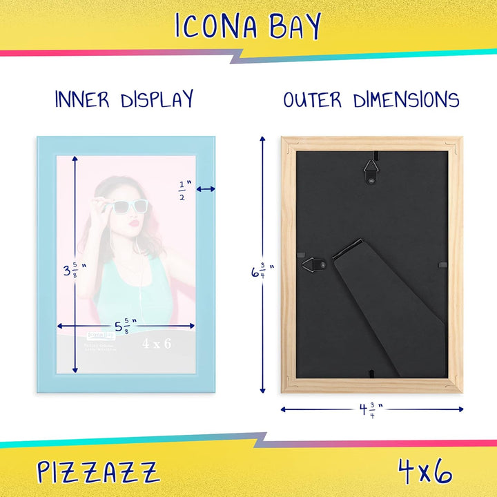 4x6 (10x15 cm) Picture Frame, Pastel Blue Colored Solid Wood Scandinavian Style Frame for Photo, 1PK - Just Closeouts Canada Inc.00850007486662