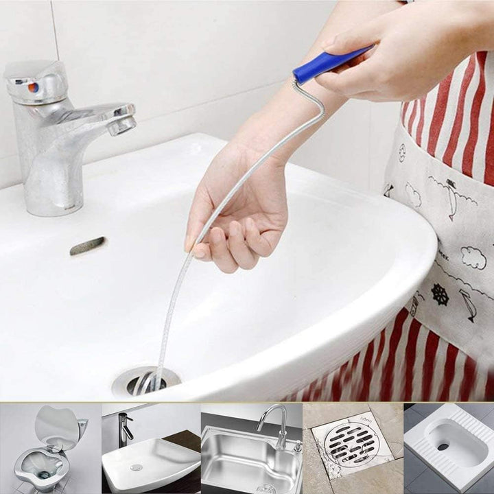 5 in 1 Sink Snake Drain Auger Hair Catcher, Drain Clog Remover Cleaning Tools, Hair Remover, Plumbing Snake for Kitchen, Sewer and Showers - Just Closeouts Canada Inc.