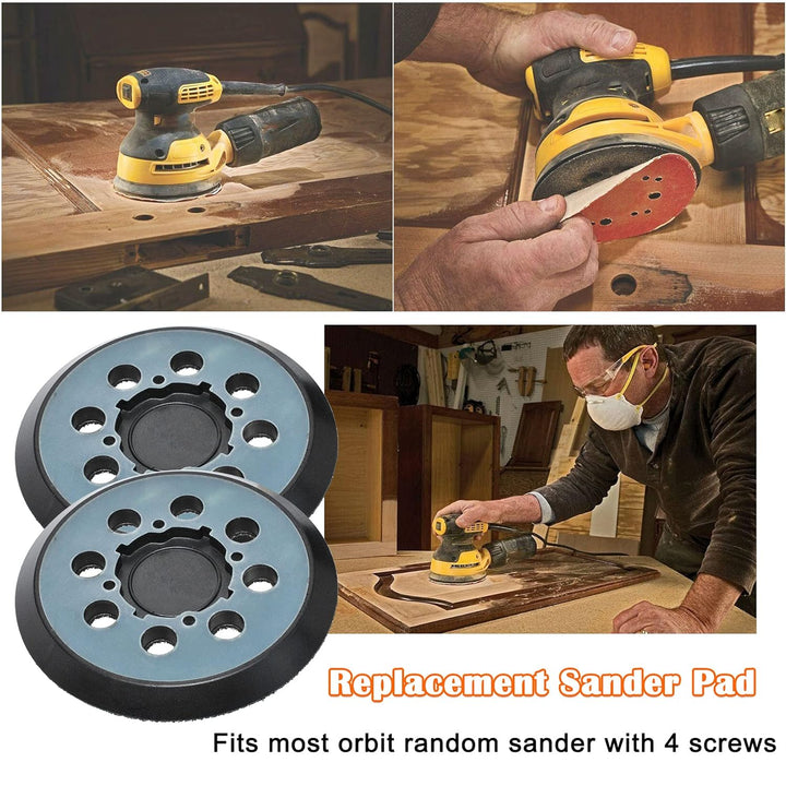 5 Inch Sander Pad Replacement Compatible with Dewalt Orbital Sander DWE6421 DWE6421K DWE6423 DWE6423K DCW210B, 8 Hole Hook and Loop Sanding Pad Replaces DWE64233 N329079 RSP54(2 Pcs) - Just Closeouts Canada Inc.