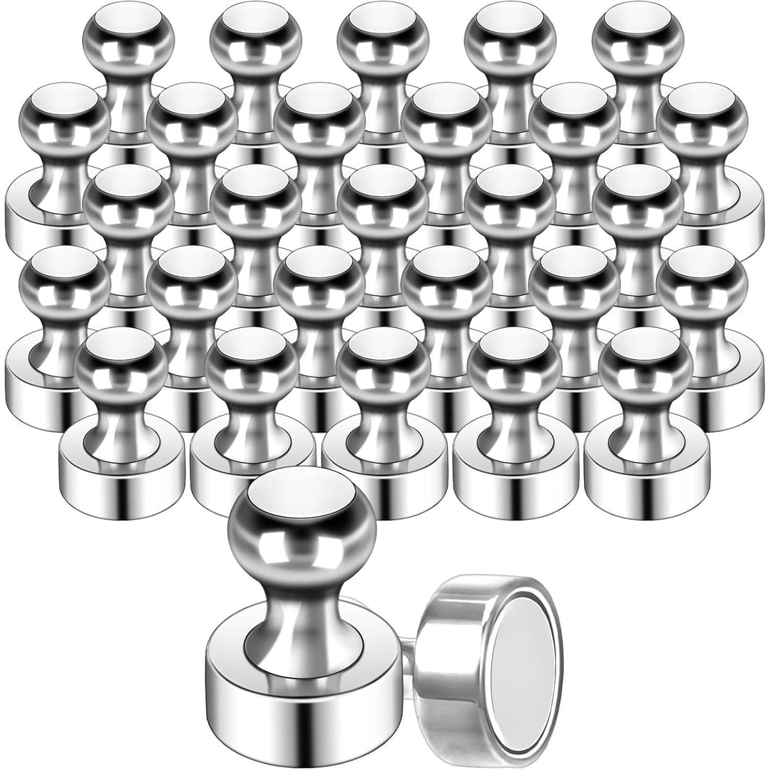 50 Pack Fridge Magnets Adults Magnetic Push Pins Small White Board Magnets Refrigerator Magnet for Fridge Whiteboard in Office Kitchen, Silver - Just Closeouts Canada Inc.