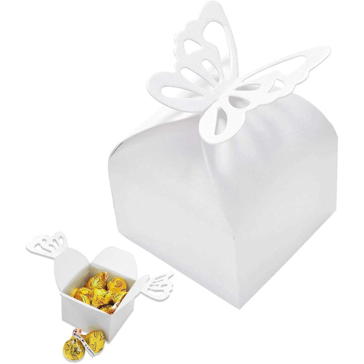 50-Pack Pearl-White Butterfly Favour Boxes, 6cm - Just Closeouts Canada Inc.