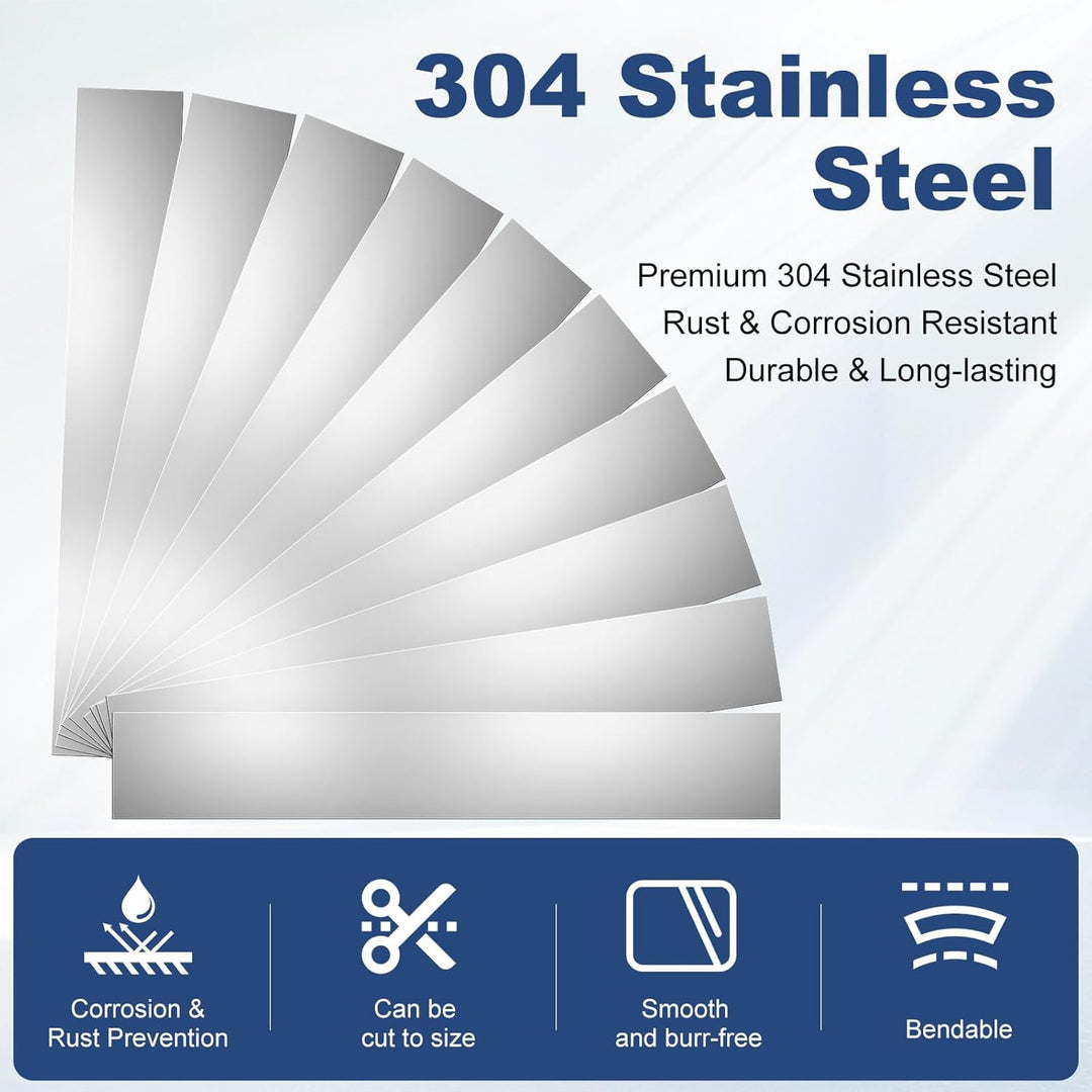 50 Pcs Shim Stock Assortment, 304 Stainless Steel 1" Width x 6" Length Metal Shims for Leveling, Gap Filler Trim Strip, DIY & Industrial Use (0.001" - 0.01" Thickness) - Just Closeouts Canada Inc.