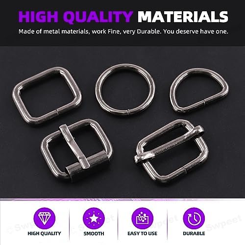 50-Piece Black Metal Buckle & Ring Assortment, 5 Styles, 1-Inch - Just Closeouts Canada Inc.X003VYP0AN
