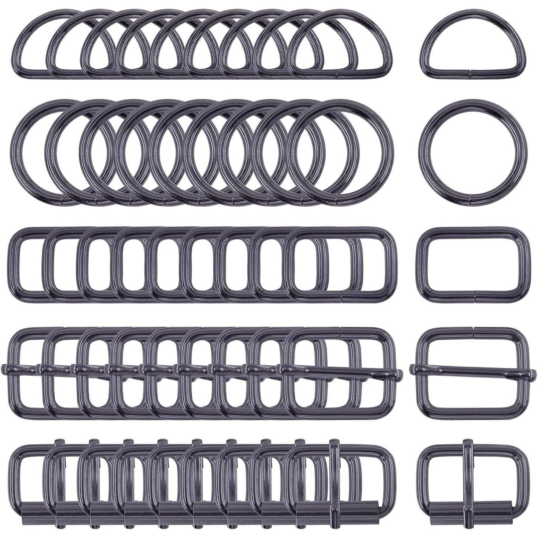 50-Piece Black Metal Buckle & Ring Assortment, 5 Styles, 1-Inch - Just Closeouts Canada Inc.X003VYP0AN