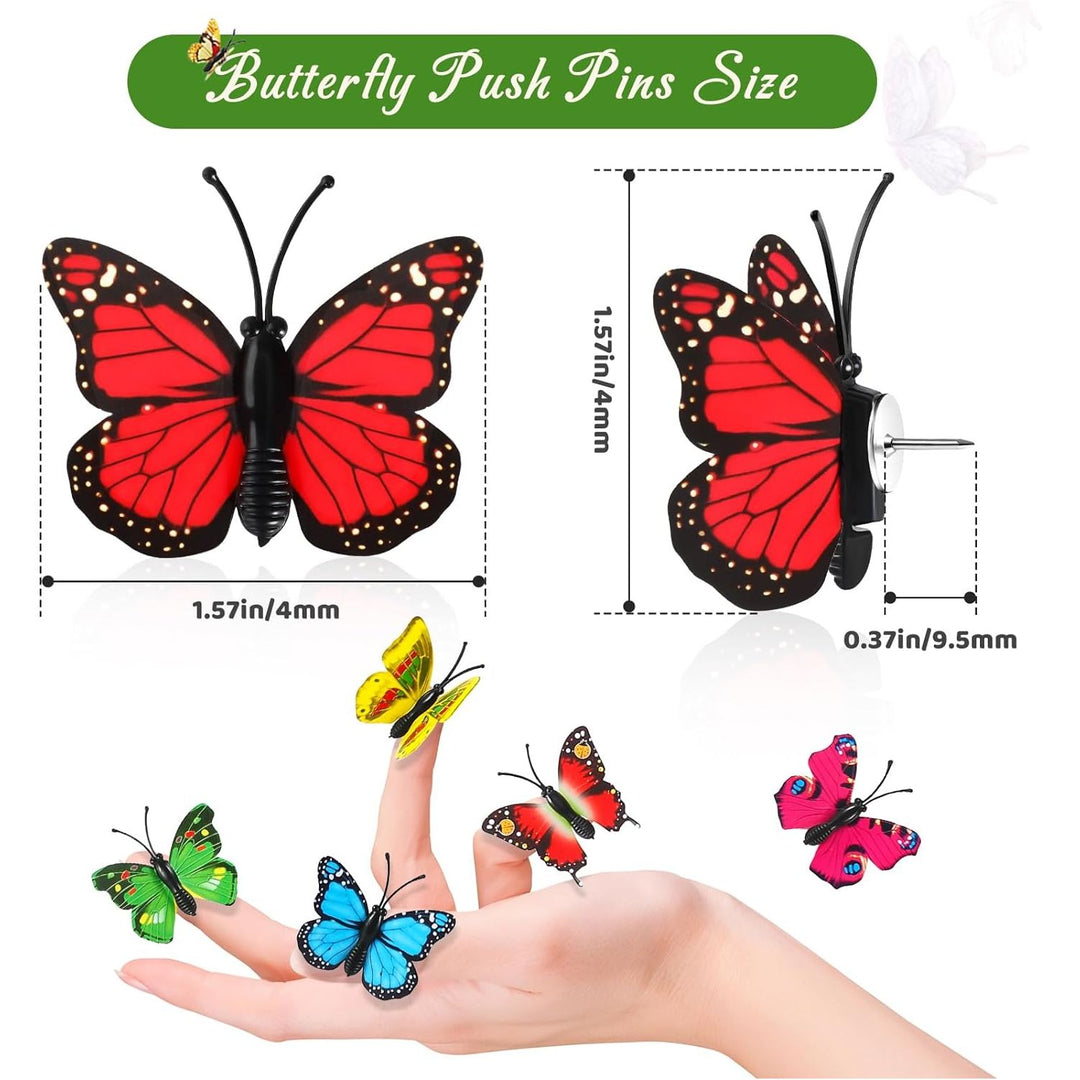 50Packs Butterfly Push Pins Decorative Push Pins Colorful Thumb Tacks ...