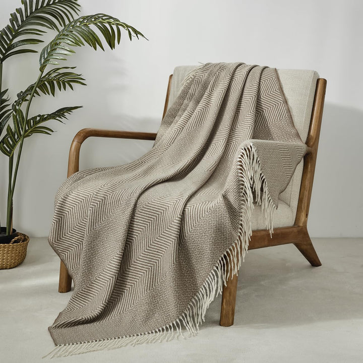 50"X60" Farmhouse Breathable Soft and Warm Classic Throw Blanket for Sofa Couch Bed, Faux Cashmere Home Decoration Throw with Tassles (Coffee) - Just Closeouts Canada Inc.