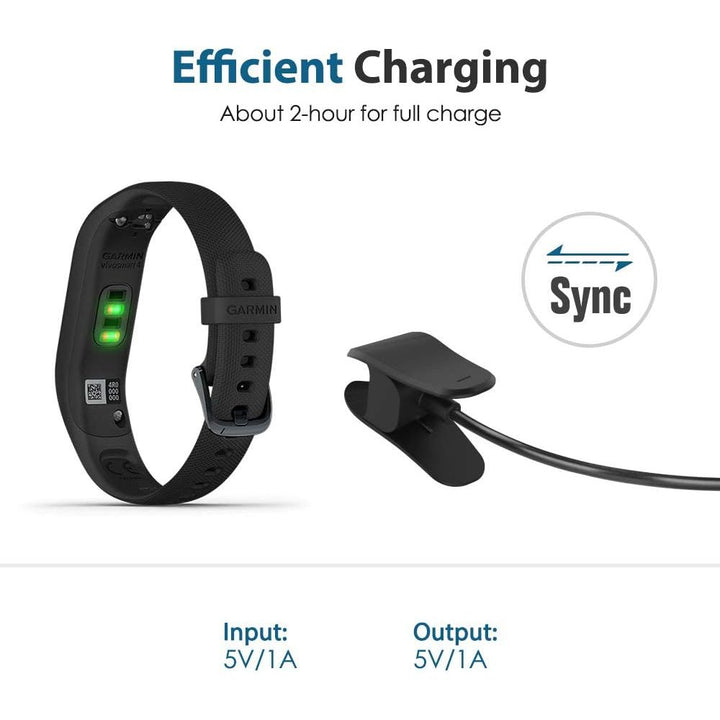 Charger Cable Compatible with Garmin Vivosmart 4, 1M Replacement USB Data Sync Charging Cable Cord with Charging Clip Holder Fit Garmin Vivosmart 4 - Black