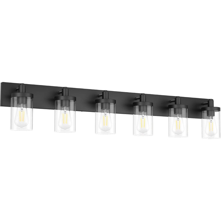 48in Vanity Light Black Bathroom Vanity Lighting Fixtures 6 Light Bathroom Light Fixtures with Clear Glass Shade(Exclude Bulb)