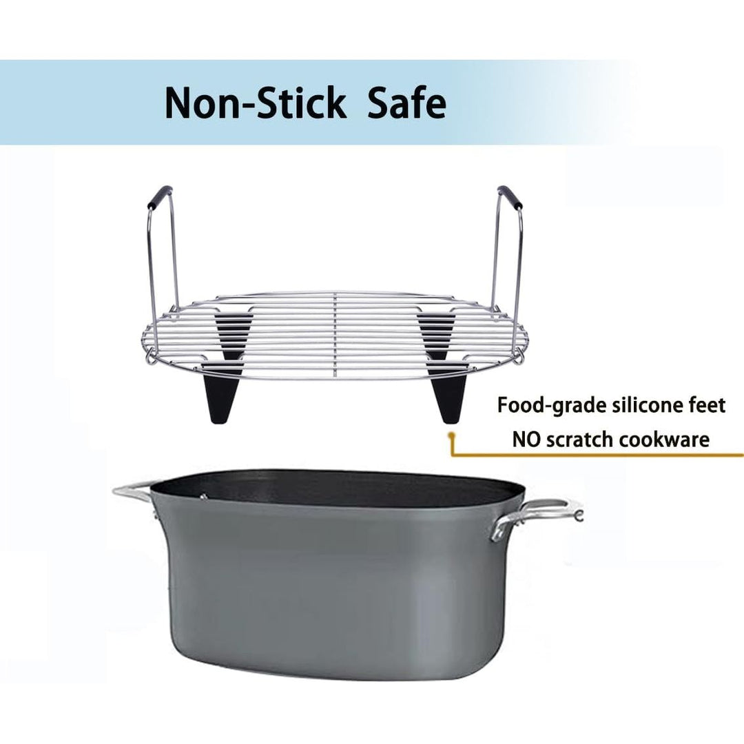 Steam and Roast Rack Compatible with Ninja Foodi Possible Cooker Pro 8.5 Qt MC1000, MC1001, MC1010 Series Slow Oval Pot, Stainless Steel Rack with Silicone Feet and Handles