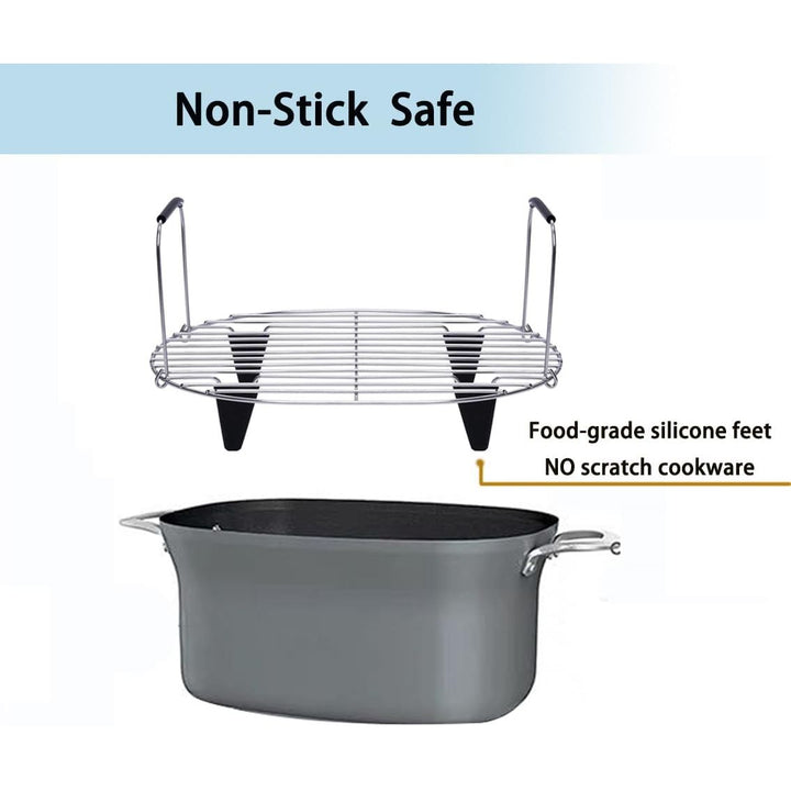 Steam and Roast Rack Compatible with Ninja Foodi Possible Cooker Pro 8.5 Qt MC1000, MC1001, MC1010 Series Slow Oval Pot, Stainless Steel Rack with Silicone Feet and Handles