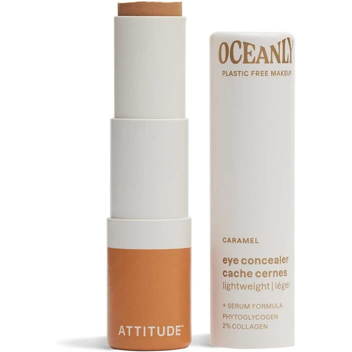 Attitude Oceanly Light Coverage Under Eye Concealer Stick, Titanium Dioxide-Free, Made in Canada, EWG Verified, Plastic-Free, Vegan Makeup, Caramel, 5.7g