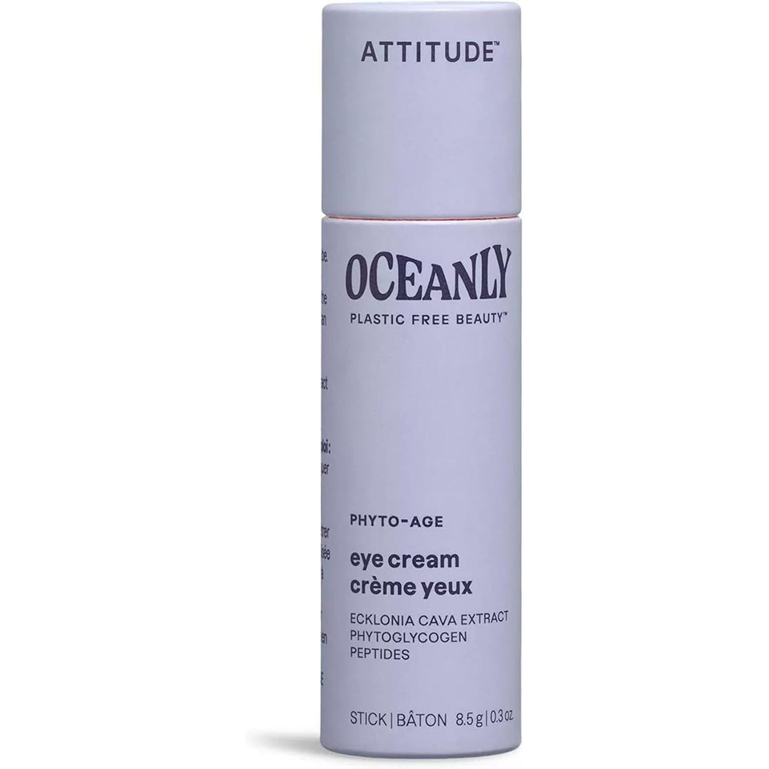 ATTITUDE Oceanly Eye Cream Stick, Made in Canada, EWG Verified, Plastic-free, Plant & Mineral-Based Ingredients, Vegan Beauty Products, PHYTO AGE, Unscented, 8.5 grams