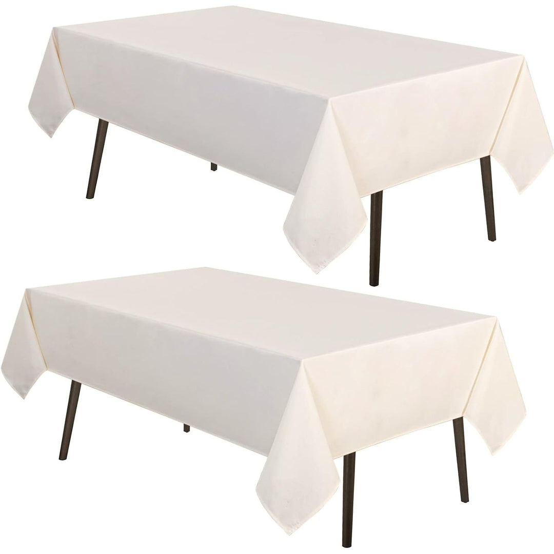 2 Pack Table Cloths Rectangular Table Cloth Machine Washable Polyester Table Cover for Dining Buffet Parties Picnic Events Weddings, 60x102 Inch, Beige