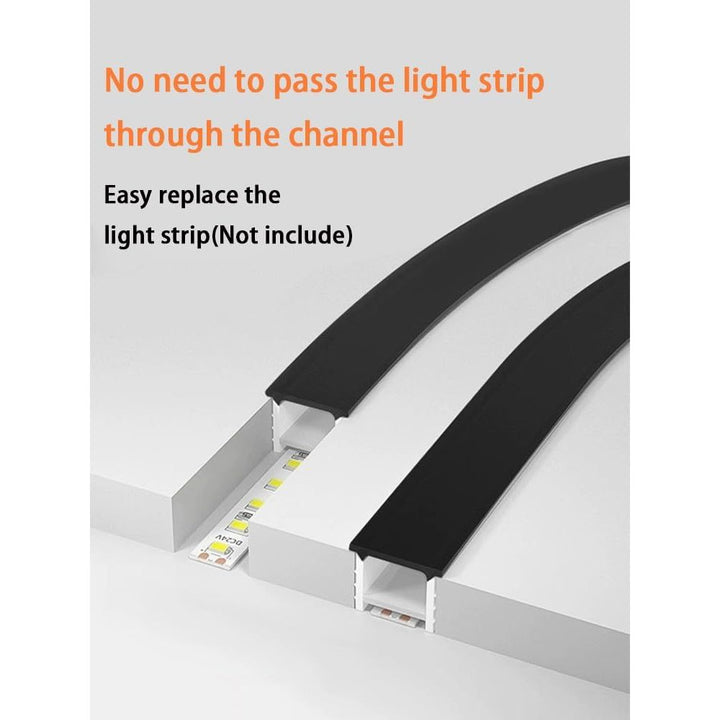 16.4ft Recessed Flexible LED Diffuser Channel, Silicone Black Bendable LED Diffuser Strip Light Tube Cover for 10-12mm Led Strip Lights for Living Room, Wall and Other Decoration (20 x 10mm)