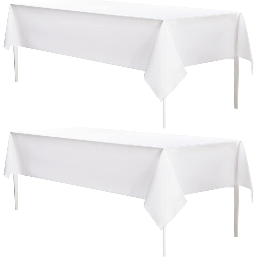 2 Pack White Table Cloths Rectangular Table Cloth Machine Washable Polyester Table Cover for Dining Buffet Parties Picnic Events Weddings, 90x156 Inch