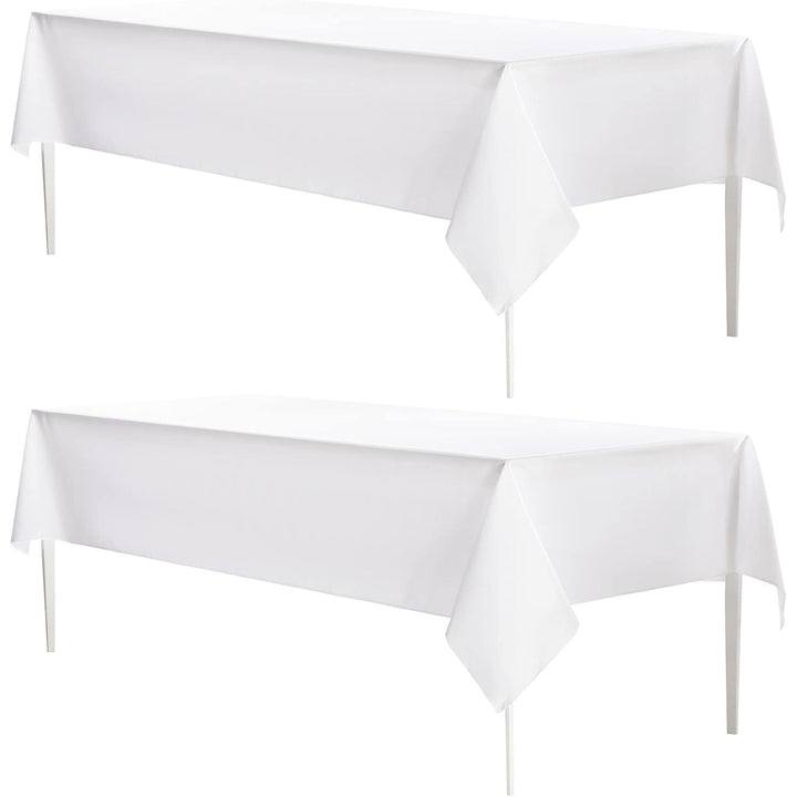 2 Pack White Table Cloths Rectangular Table Cloth Machine Washable Polyester Table Cover for Dining Buffet Parties Picnic Events Weddings, 90x156 Inch