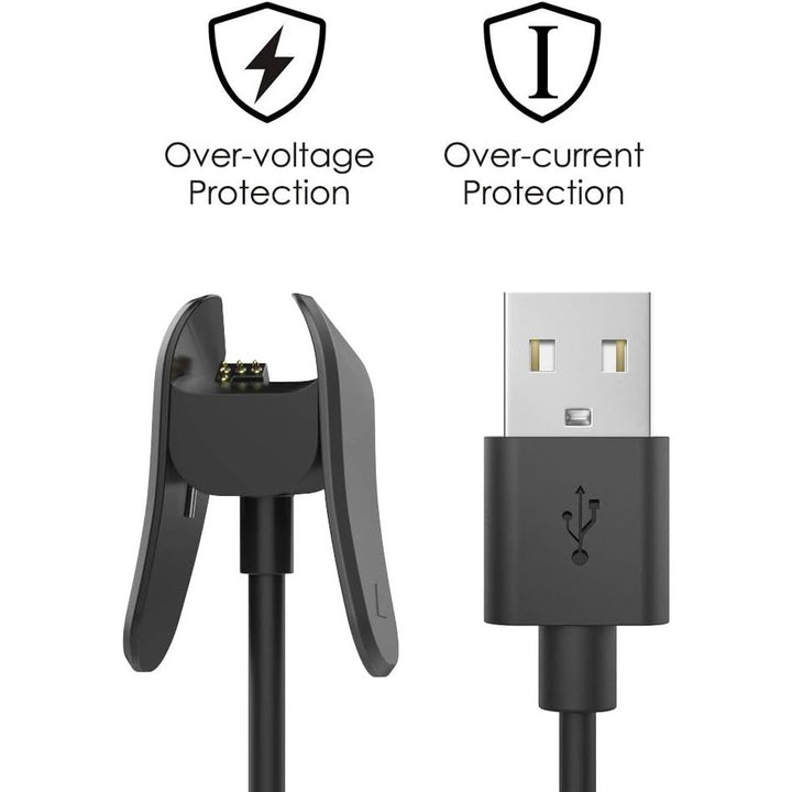 Charger Cable Compatible with Garmin Vivosmart 4, 1M Replacement USB Data Sync Charging Cable Cord with Charging Clip Holder Fit Garmin Vivosmart 4 - Black