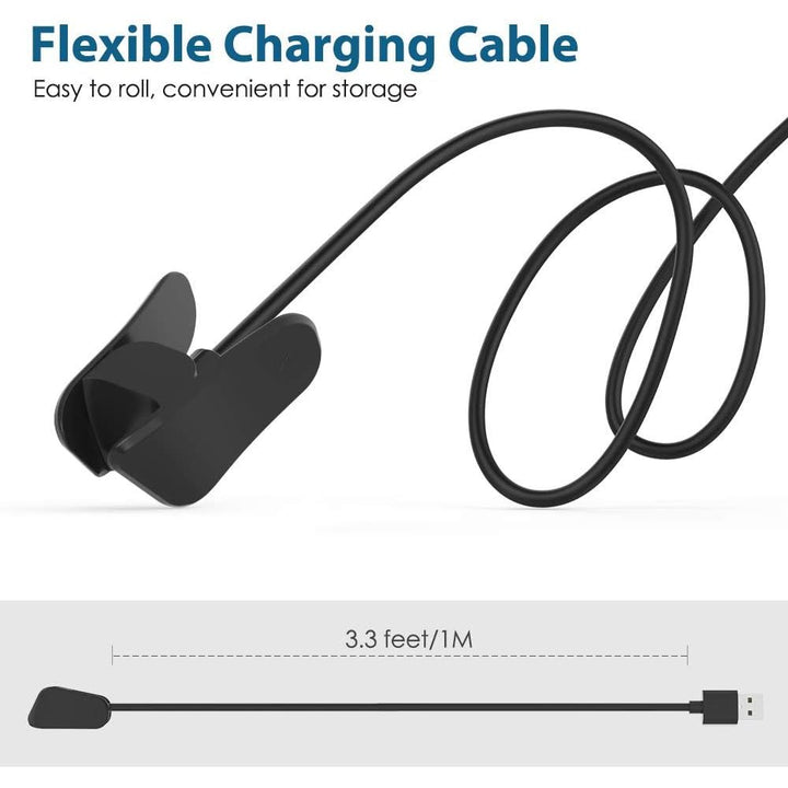 Charger Cable Compatible with Garmin Vivosmart 4, 1M Replacement USB Data Sync Charging Cable Cord with Charging Clip Holder Fit Garmin Vivosmart 4 - Black