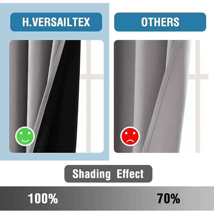 100% Blackout Curtains for Bedroom Thermal Insulated Blackout Curtains 63 inch Length Heat and Full Light Blocking Curtains for Living Room with Black Liner 2 Panels Set, Dove Gray