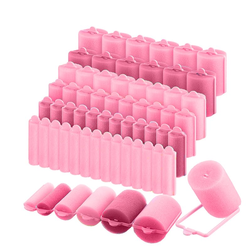 56-Piece Pink Foam Hair Roller Set, 6 Sizes - Just Closeouts Canada Inc.X004GCZ5RR