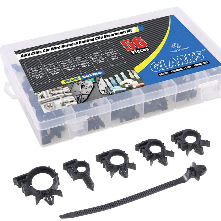56-Pieces Auto Clips Car Wire Harness Routing Clip Assortment Kit for Honda GM Mazda, 6 Size from 3/8" to 3/4" Loom Clips - Just Closeouts Canada Inc.X001YC1R15