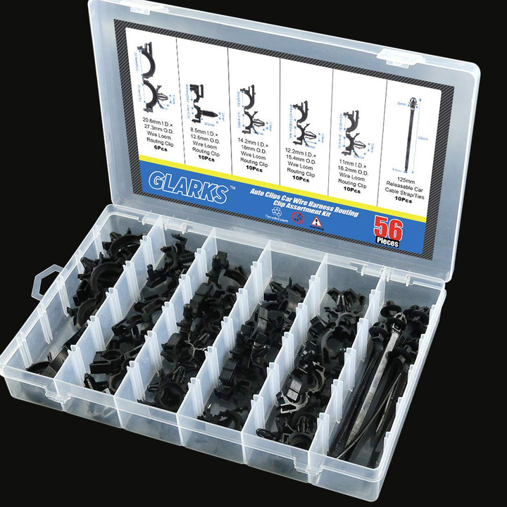 56-Pieces Auto Clips Car Wire Harness Routing Clip Assortment Kit for Honda GM Mazda, 6 Size from 3/8" to 3/4" Loom Clips - Just Closeouts Canada Inc.X001YC1R15