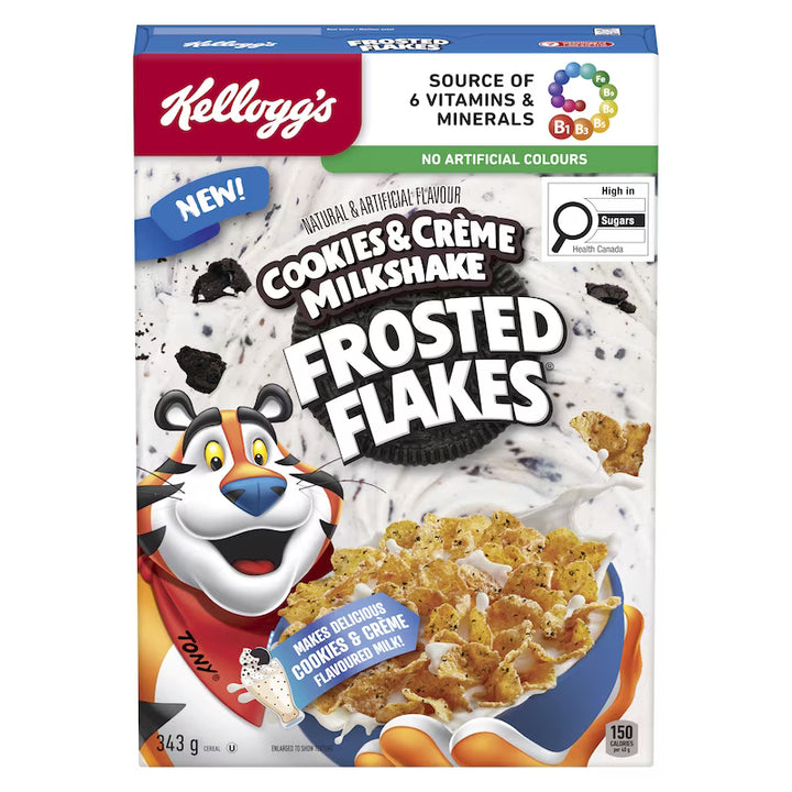 Kelloggs Frosted Flakes Cereal, Cookies & Creme Milkshake, 343g