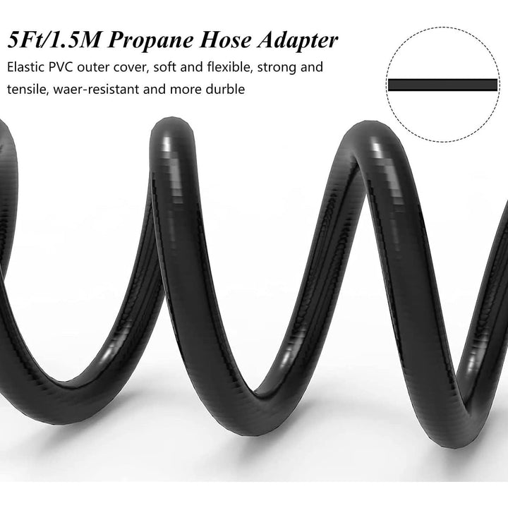 5FT Propane Hose Adapter, Black Propane Tank Hose with Metal Connector for 1lb to 20lb Gas Tanks, Use for Outdoor Cooking, Portable Grill, Heater, Tabletop Stove, Griddle, and Camp Stove - Just Closeouts Canada Inc.