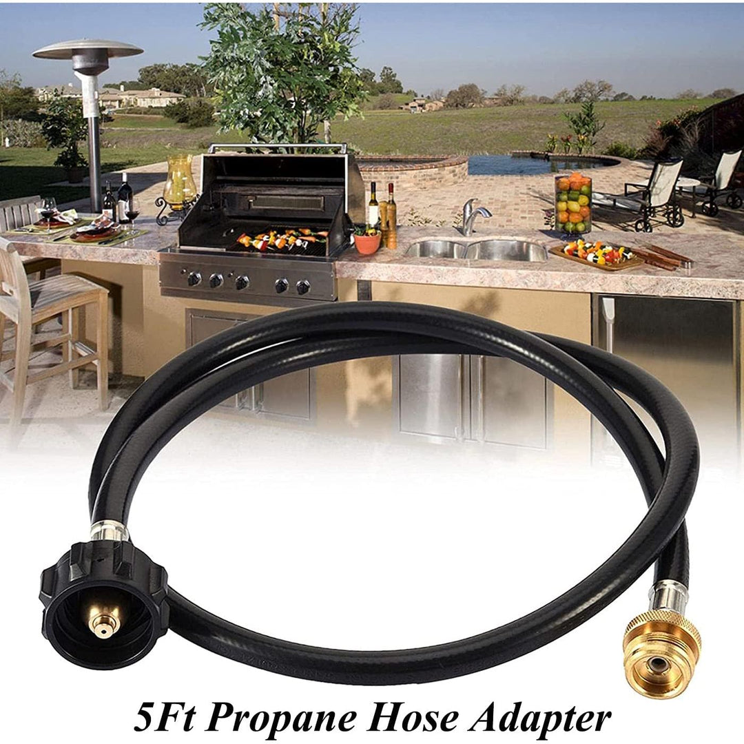 5FT Propane Hose Adapter, Black Propane Tank Hose with Metal Connector for 1lb to 20lb Gas Tanks, Use for Outdoor Cooking, Portable Grill, Heater, Tabletop Stove, Griddle, and Camp Stove - Just Closeouts Canada Inc.