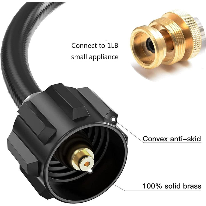 5FT Propane Hose Adapter, Black Propane Tank Hose with Metal Connector for 1lb to 20lb Gas Tanks, Use for Outdoor Cooking, Portable Grill, Heater, Tabletop Stove, Griddle, and Camp Stove - Just Closeouts Canada Inc.