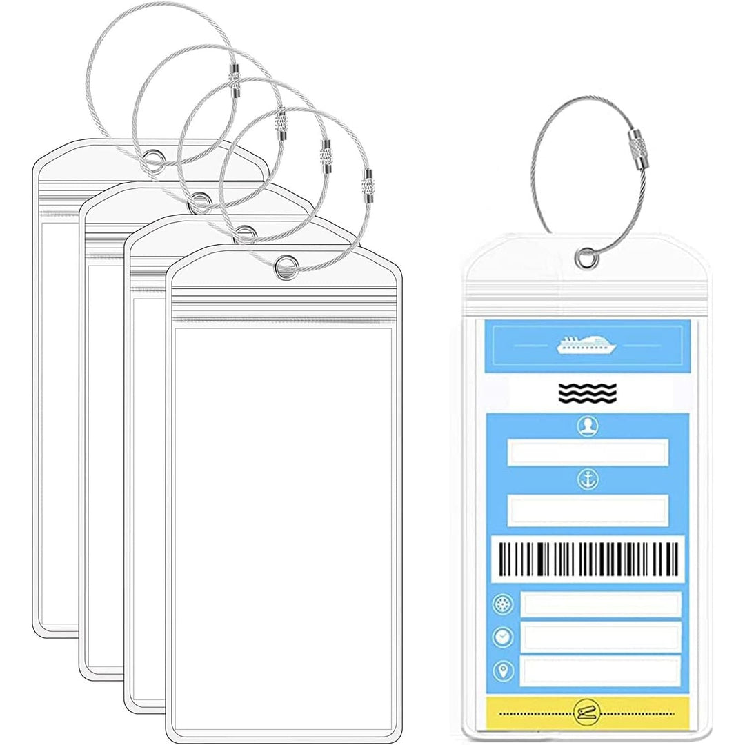 5Pcs Cruise Luggage Tag Holder, Cruise Luggage Tags, Clear Waterproof PVC Pouch with Zip Seal, Reusable Suitcase Tag Luggage Labels with Steel Loop for Cruise Line Carnival Ship Travel Baggage - Just Closeouts Canada Inc.