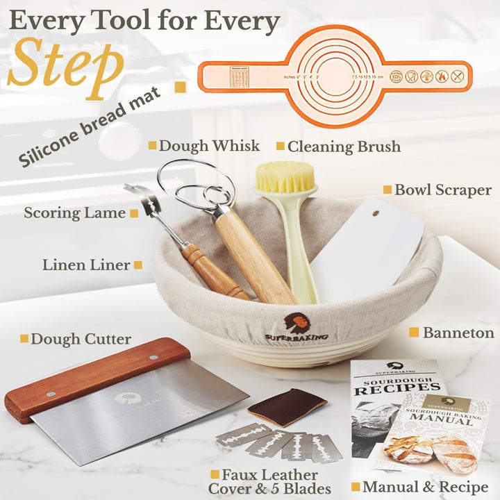 5QT Cast Iron Dutch Oven with Lid and with Double Handle for Bread Baking,Cast Iron Skillet Cooking Pan Heat Resistant,Non - Stick, Includes Bread Baking Supplies and Cleaning Brush. - Just Closeouts Canada Inc.