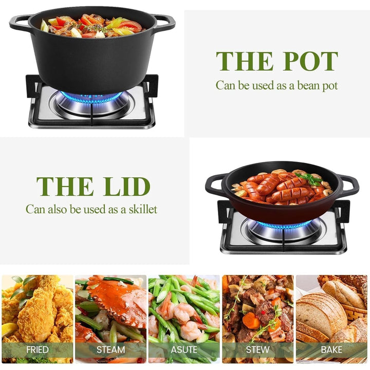 5QT Cast Iron Dutch Oven with Lid and with Double Handle for Bread Baking,Cast Iron Skillet Cooking Pan Heat Resistant,Non - Stick, Includes Bread Baking Supplies and Cleaning Brush. - Just Closeouts Canada Inc.