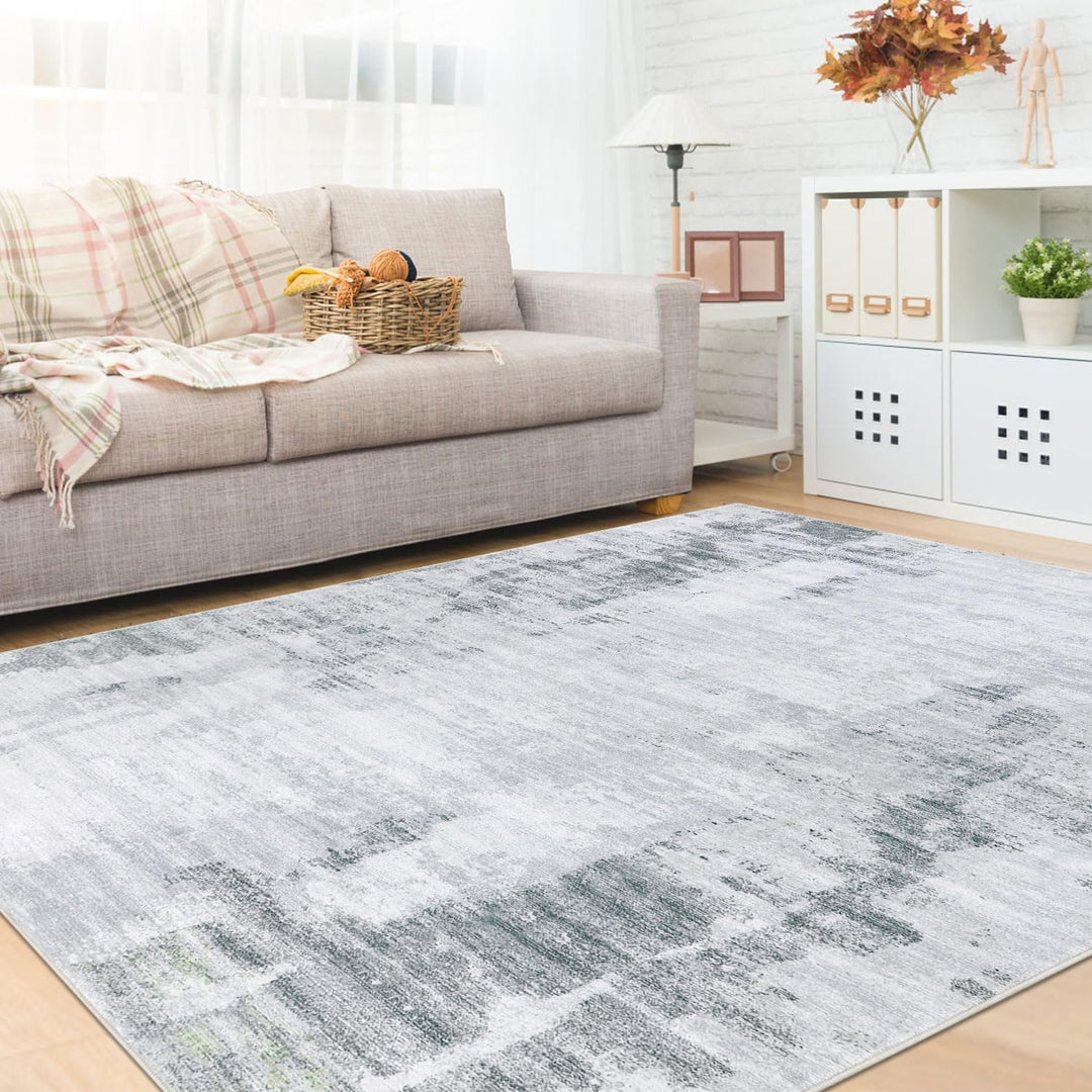 5x8 Area Rug Washable Neutral Rugs for Living Room Thin Low Pile Bedroom Carpet Modern Abstract Carpet Rugs for Living Room Bedroom Entrance(Grey) - Just Closeouts Canada Inc.X0045M34WL