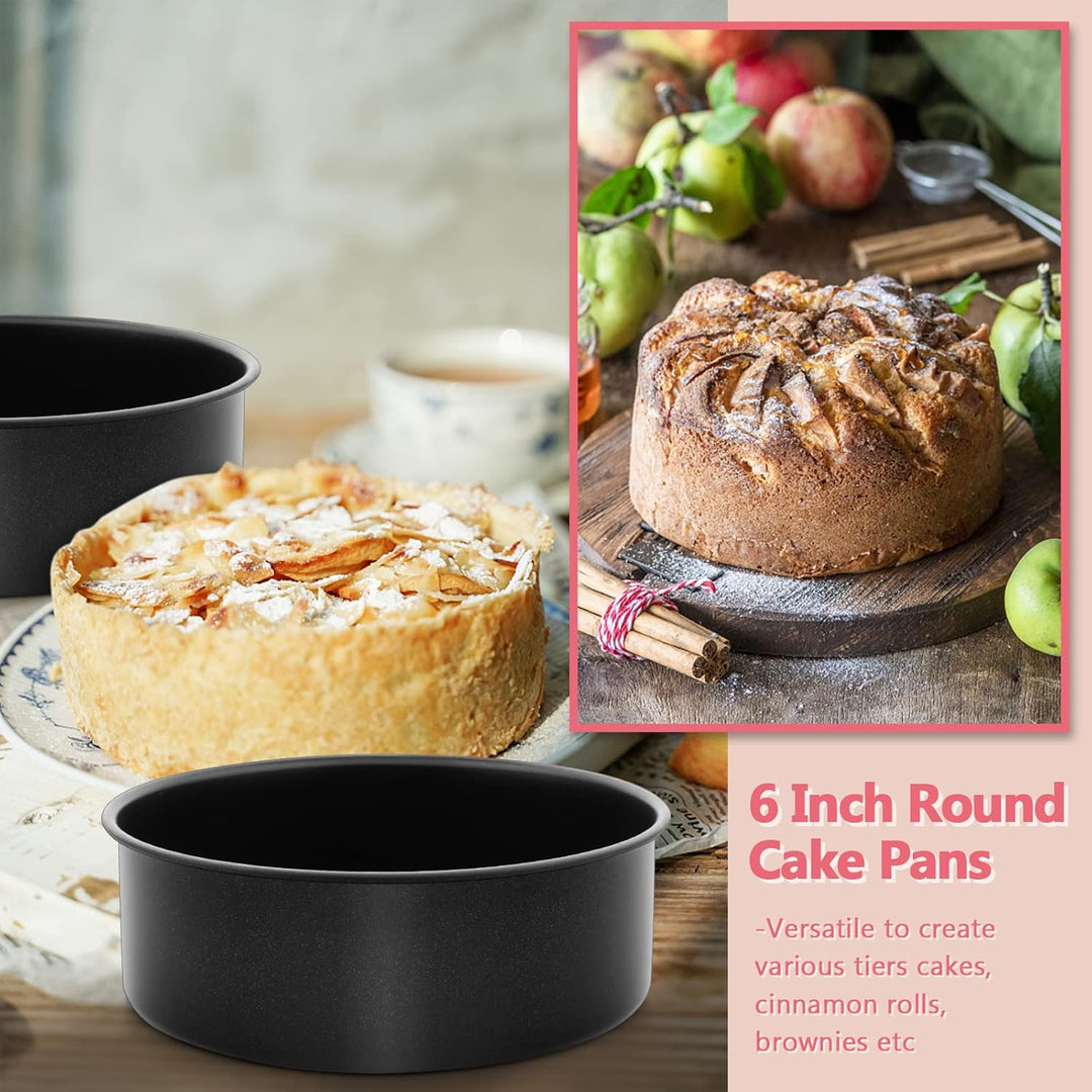 6 Inch Round 6 Inch Cake Pan Set of 3, Nonstick Stainless Steel Small Round Cake Pa ...