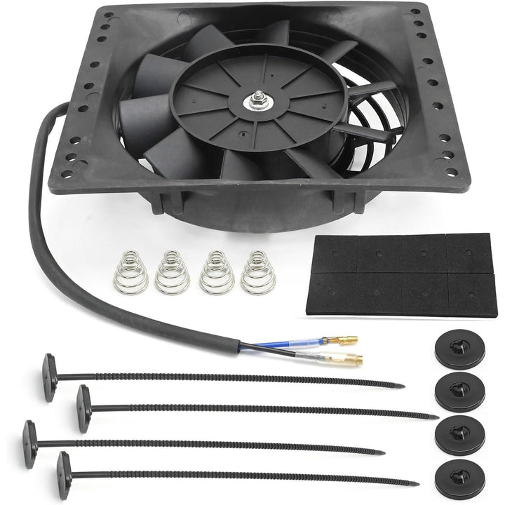 6'' Inch Small Slim Push Pull Electric Cooling Fan, Black Radiator Oil Cooler Mount Kit, Plastic Electric Fan with Mount Kit for Cooling the Entire Engine Bay - Just Closeouts Canada Inc.