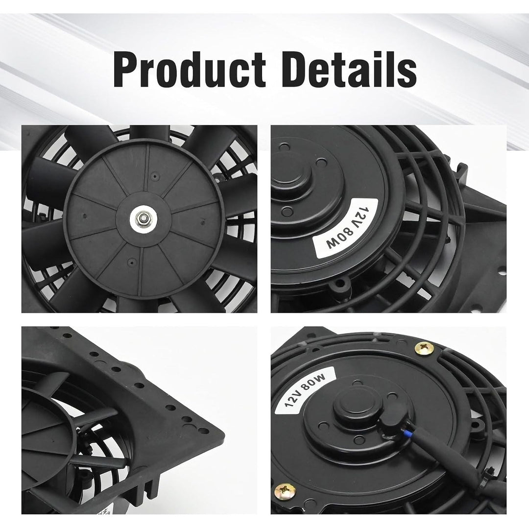 6'' Inch Small Slim Push Pull Electric Cooling Fan, Black Radiator Oil Cooler Mount Kit, Plastic Electric Fan with Mount Kit for Cooling the Entire Engine Bay - Just Closeouts Canada Inc.
