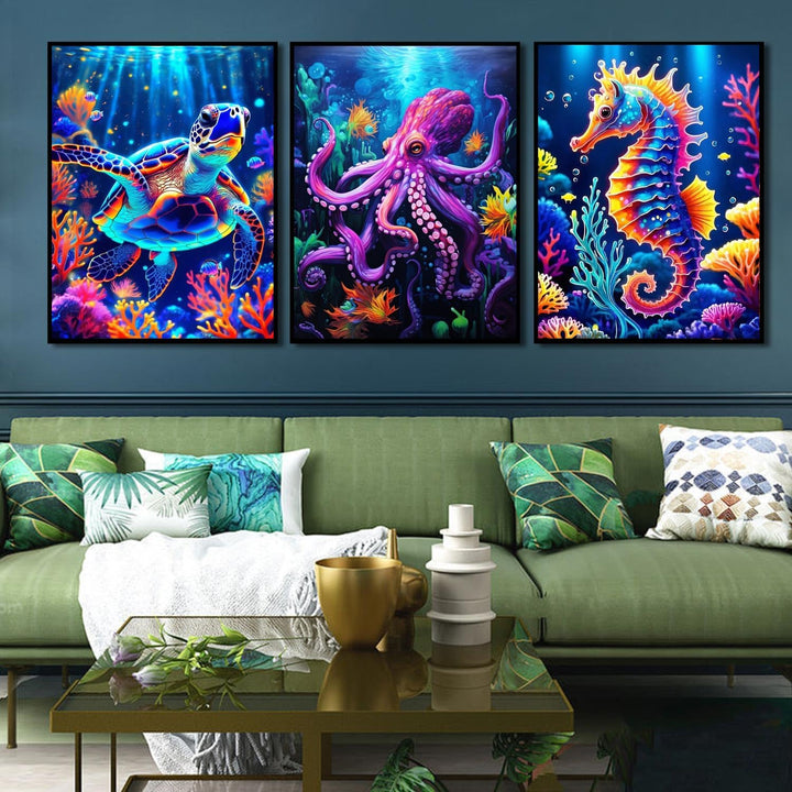 6 Pack Diamond Painting Kits for Adults, 5D DIY Diamond Art Kits for Beginners, Colorful Marine Animals Diamond Dots Kits Gem Arts Crafts for Living Room Bedroom Offices Home Wall Decor 12X16 Inch - Just Closeouts Canada Inc.
