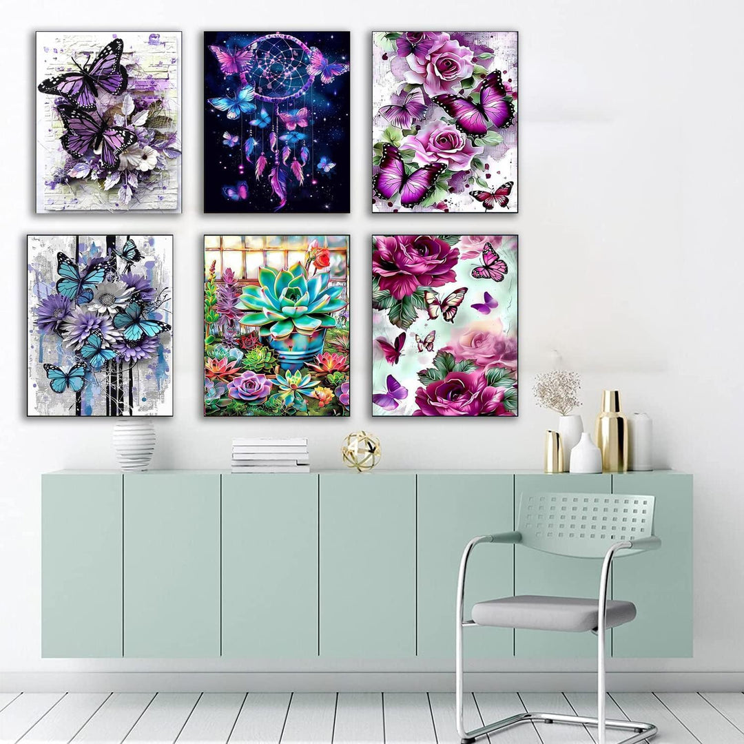 6 Pack Diamond Painting Kits for Adults Peinture Diamant 5D Adulte NouveautŽ Gem Art Dots for Beginner Women DIY Crafts for Home Wall Decor 11.8x15.7 Inches Butterfly Style - Just Closeouts Canada Inc.
