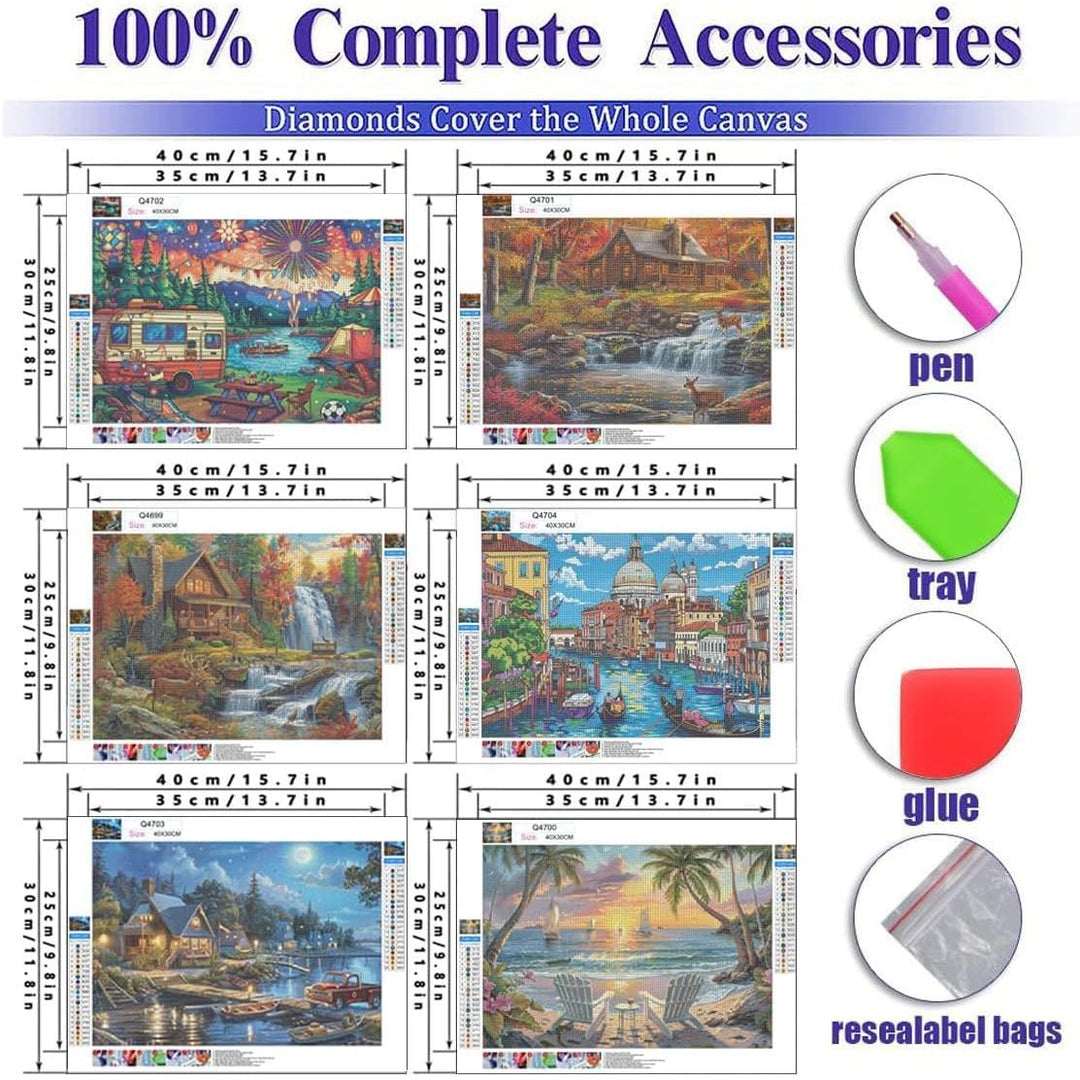 6 Pack Diamond Painting Kits for Adults Peinture Diamant 5D Adulte NouveautŽ Gem Art Dots for Beginner Women DIY Crafts for Home Wall Decor 11.8x15.7 Inches Cabin Style - Just Closeouts Canada Inc.