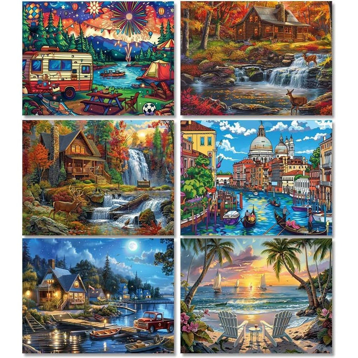 6 Pack Diamond Painting Kits for Adults Peinture Diamant 5D Adulte NouveautŽ Gem Art Dots for Beginner Women DIY Crafts for Home Wall Decor 11.8x15.7 Inches Cabin Style - Just Closeouts Canada Inc.