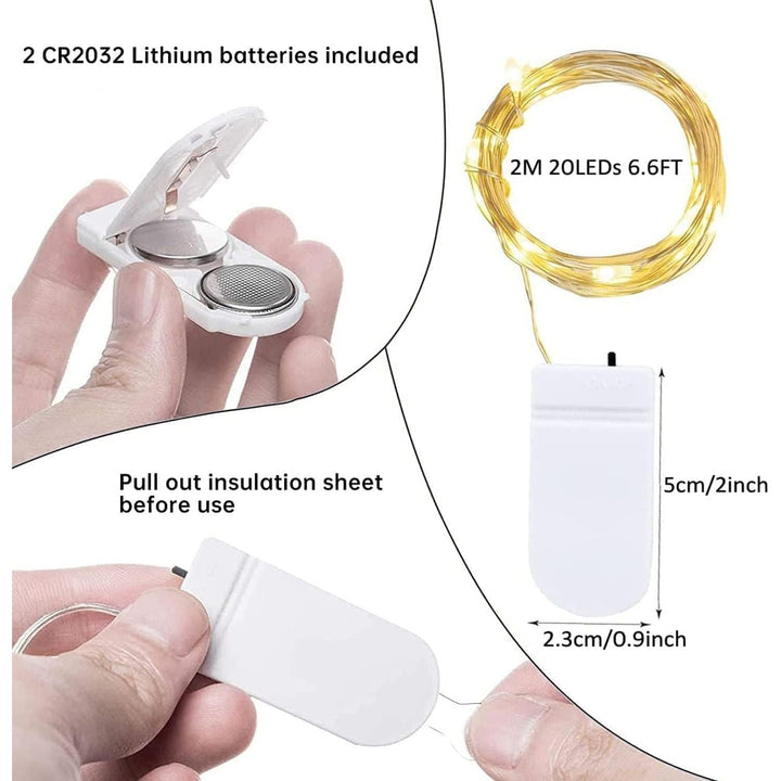 6 Pack Fairy Lights Battery Powered, 7FT 20LED Mini String Lights, Firefly Lights Mason Jar Lights, Small Twinkle Lights for Vases DIY Table Centerpiece Wedding Craft Decoration - Just Closeouts Canada Inc.