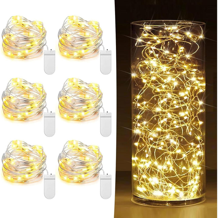 6 Pack LED Fairy Lights Battery Operated String Lights - 7 ft 20 LED Firefly Silver Wire Lights - Just Closeouts Canada Inc.X003Y3QNUH