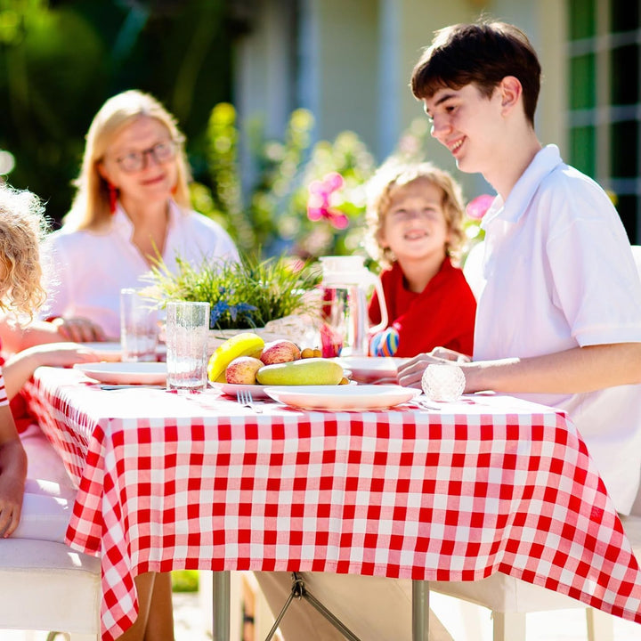 6 Pack Plastic Checkered Tablecloth, 80x140 cm Red and White Picnic Disposable Table Cover Rectangular Gingham Tablecover for Birthdays, Carnivals, Parties - Just Closeouts Canada Inc.