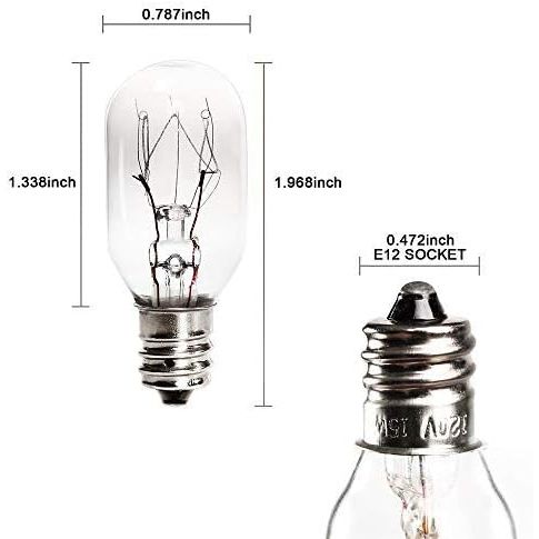 6 Pack Salt Lamp Bulbs, Replacement 15 Watt E12 Socket Incandescent Bulbs for Himalayan Salt Rock Lamps and Plug in Night Lights - Just Closeouts Canada Inc.